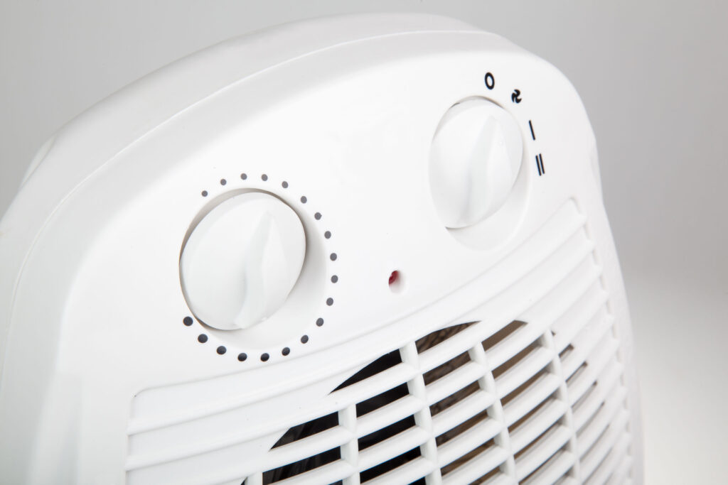 close-up of dials of a space heater