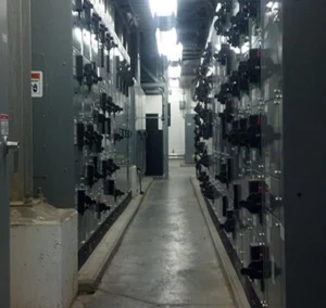 hallway filled with electrical wiring and equipment - project